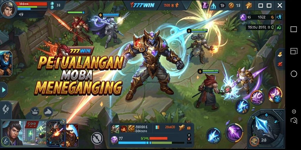 Tampilan gameplay seru dalam 777WIN di arena MOBA.
