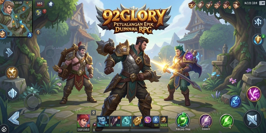 Tampilan gameplay epik dalam dunia RPG 92GLORY.