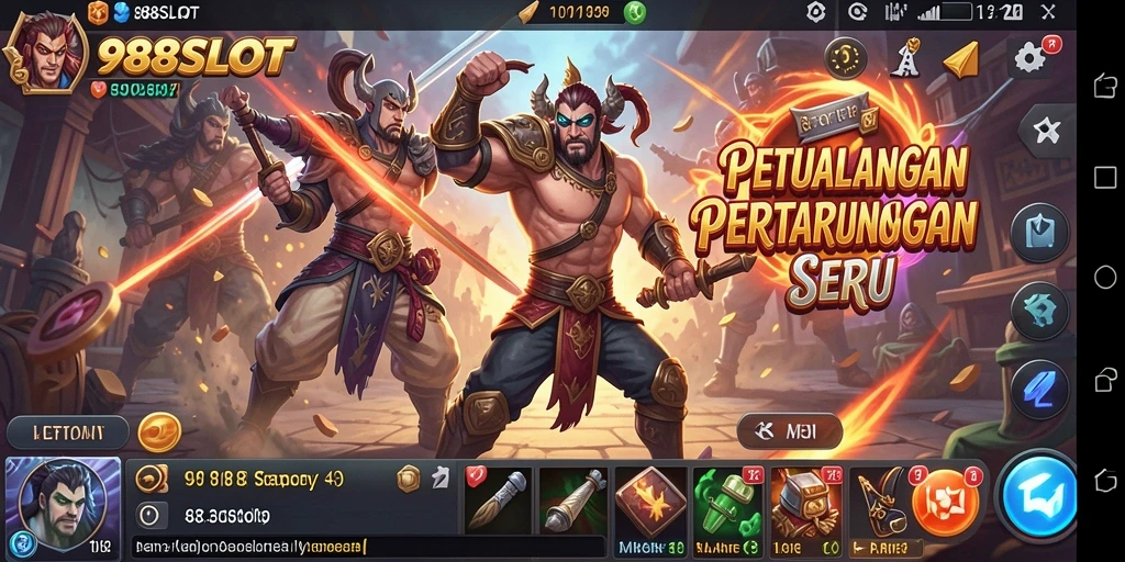 Screenshot gameplay 988SLOT menunjukkan aksi pertarungan yang seru dan mendebarkan.