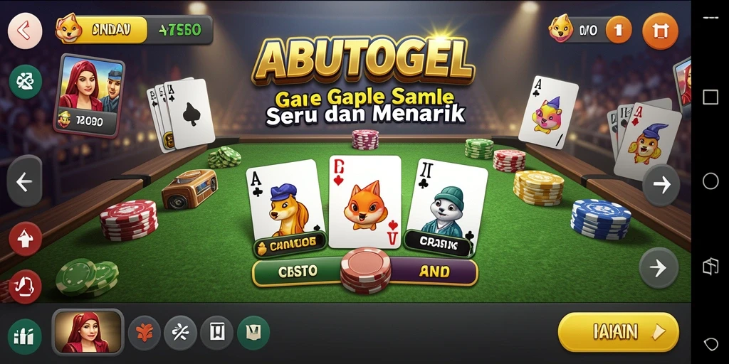 Screenshot ABUTOGEL menampilkan gameplay seru Gaple dengan fitur interaksi.