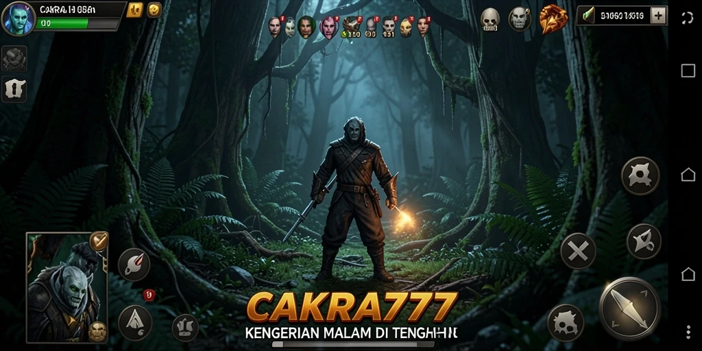 Screenshot CAKRA777 menampilkan suasana mencekam di tengah hutan.