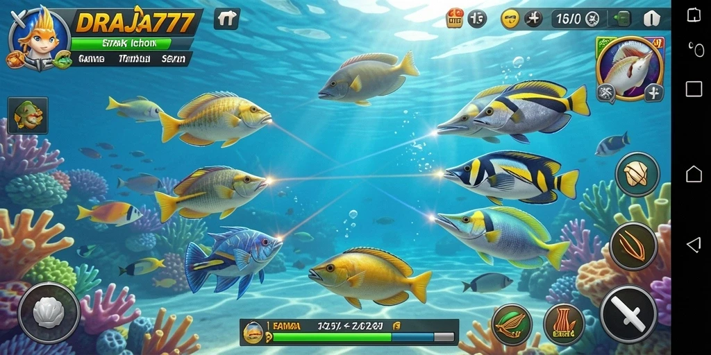 Tampilan menarik dari gameplay Tembak Ikan DRAJA777.
