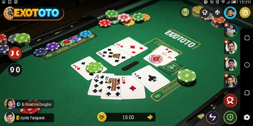 Screenshot gameplay seru EXOTOTO menunjukkan pemain bersaing dalam Gaple.