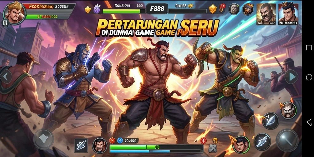 Screenshot gameplay FC888 menampilkan pertarungan seru antara karakter-karakter kuat.