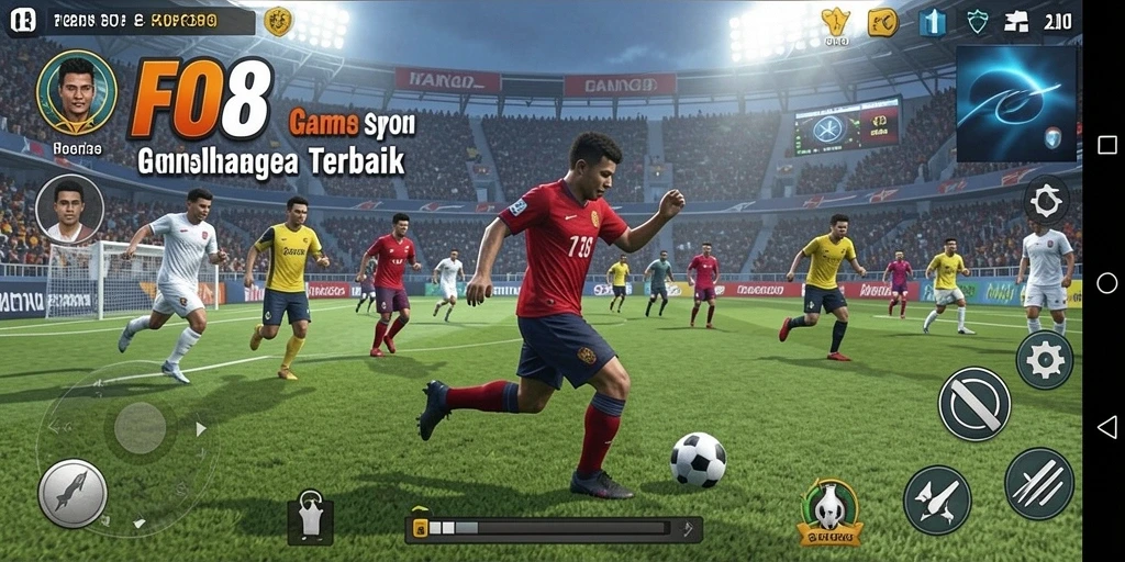 Screenshot gameplay FO8 menampilkan aksi seru dalam dunia olahraga.