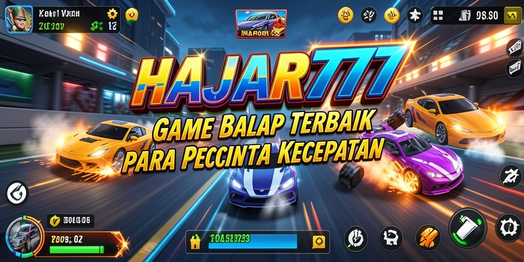Tangkapan layar utama dari gameplay balap di HAJAR777.