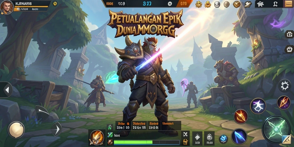 Tangkapan layar dari gameplay KURNIA898 yang menampilkan pertarungan epik dalam dunia MMORPG.