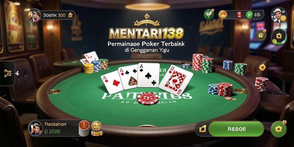 Tampilan utama gameplay Poker MENTARI138 yang seru dan mendebarkan.