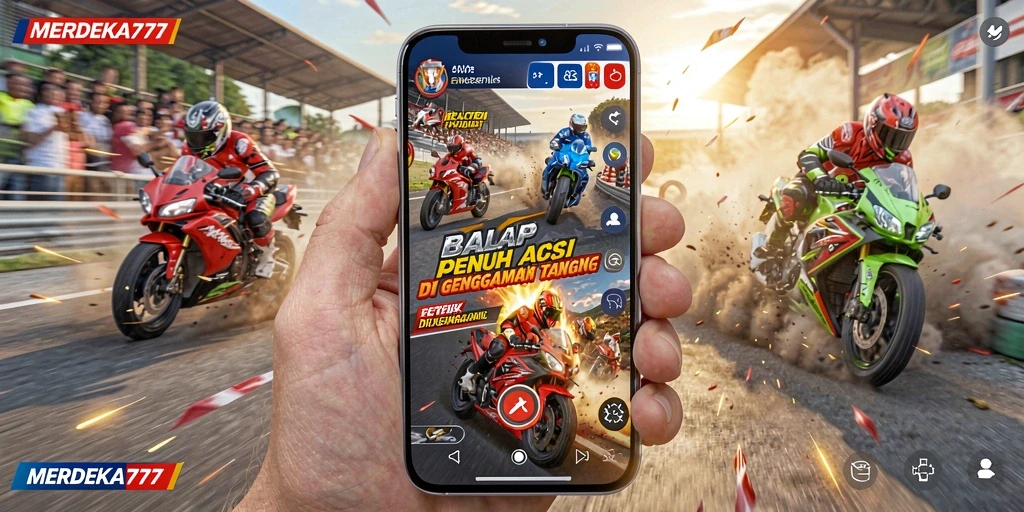Gameplay seru balap motor di MERDEKA777 dengan grafis yang menawan.