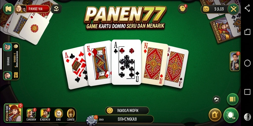 Screenshot gameplay seru dari PANEN77, menampilkan pertempuran Domino.