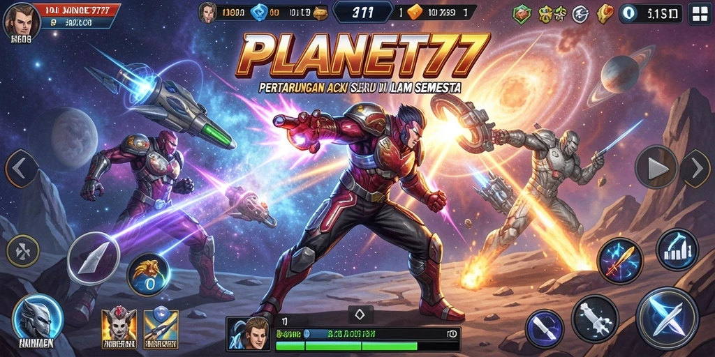 Screenshot gameplay PLANET77 dengan pertarungan seru yang mendebarkan.