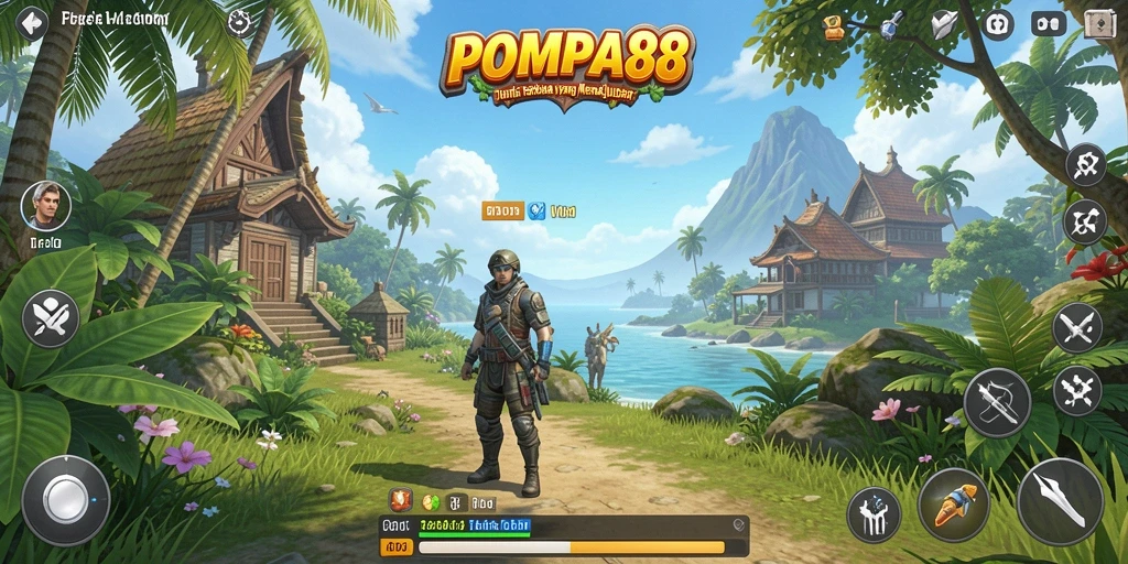 Screenshot POMPA88 menampilkan petualangan seru dalam dunia terbuka.