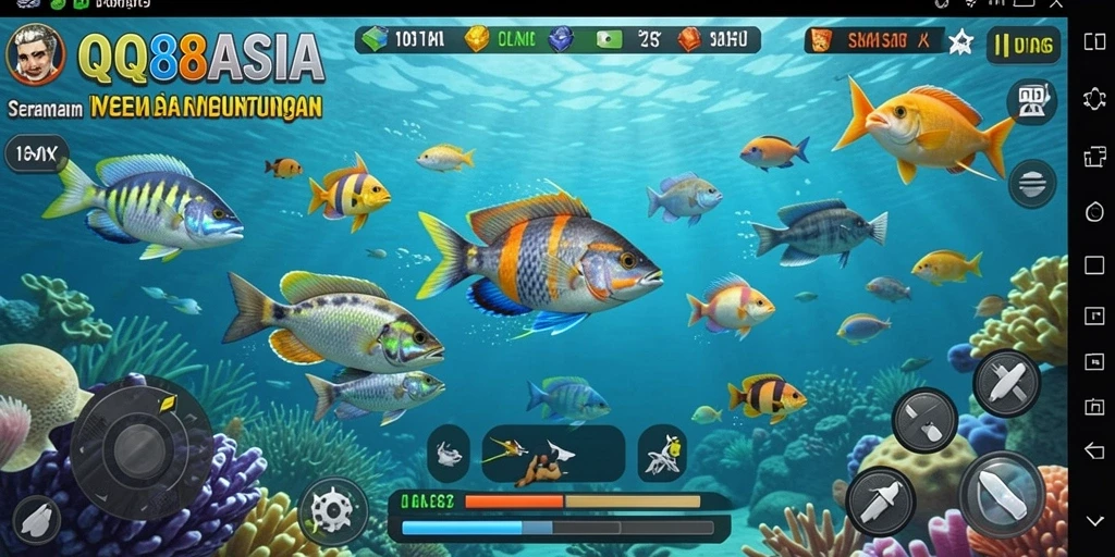 Screenshot gameplay menampilkan aksi menembak ikan yang seru.