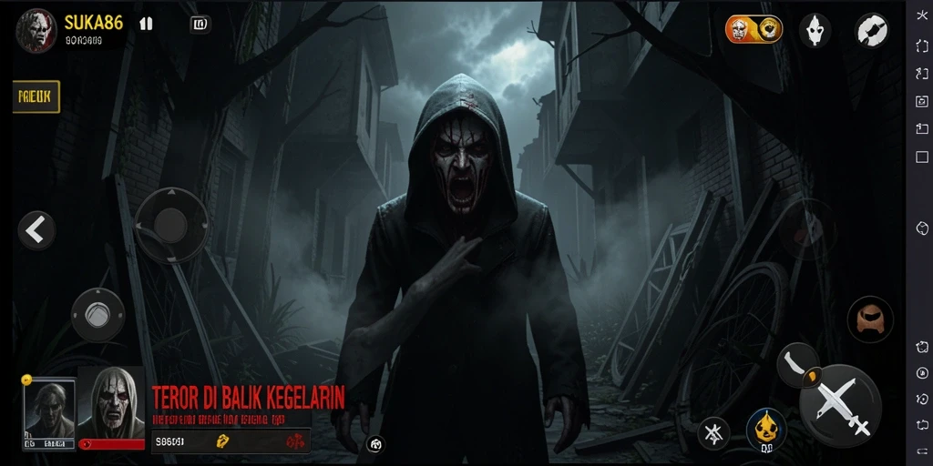Tampilan gameplay menakutkan di SUKA86 dengan suasana mencekam.