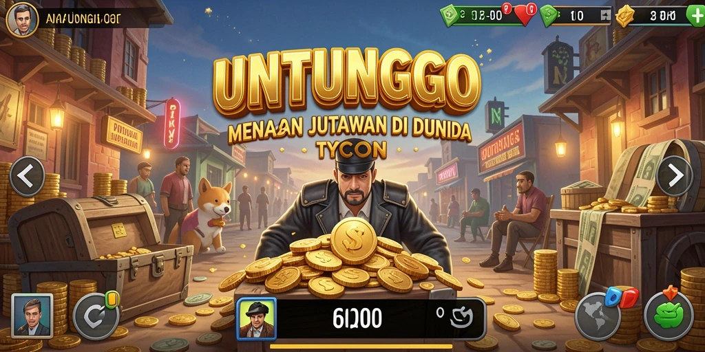 Screenshot gameplay UNTUNGGO menampilkan keseruan dunia Tycoon.