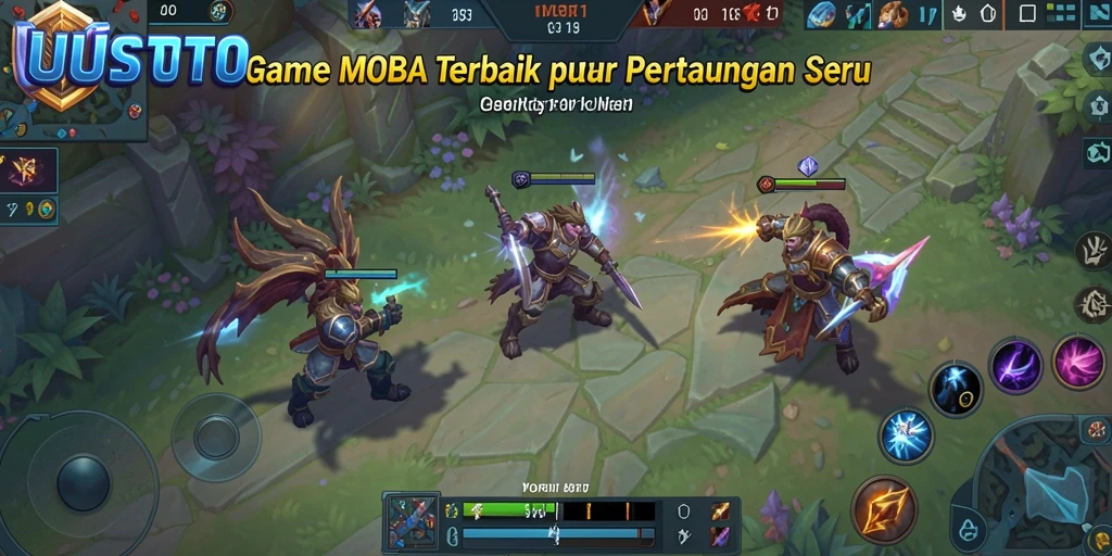 Tampilan gameplay UUSTOTO dengan aksi seru di arena MOBA.